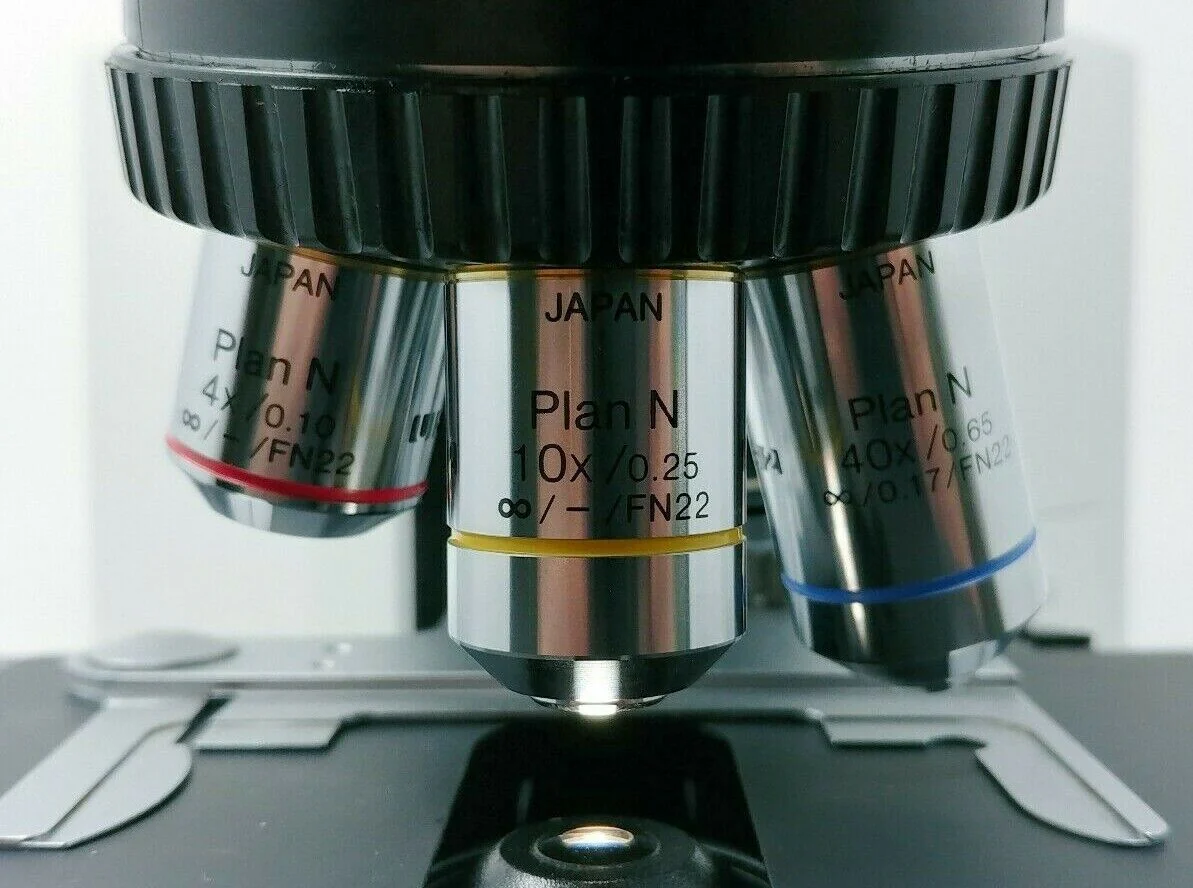 Olympus Microscope BX40 with Front to Back Bridge and 100x Objective (Dual Head) - Image 3